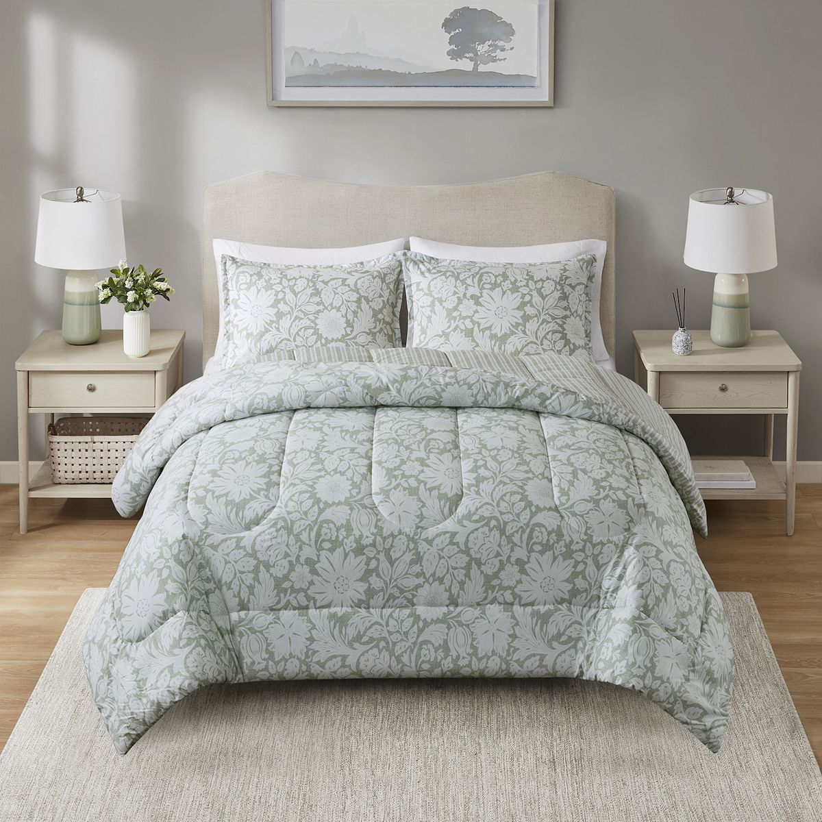 Madison Park Essentials Comforter Set - Sage Craftsman Floral, KING
