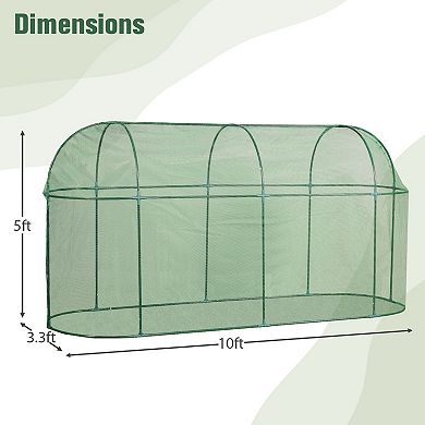 Aoodor 10'x3.3'x5' Crop Cage Plant Protection Netting Tent with Zipper