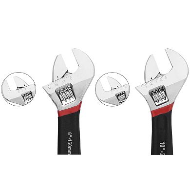 MAXPOWER Adjustable Wrench Set (6in, 10in), Double Dipped, 2PCS