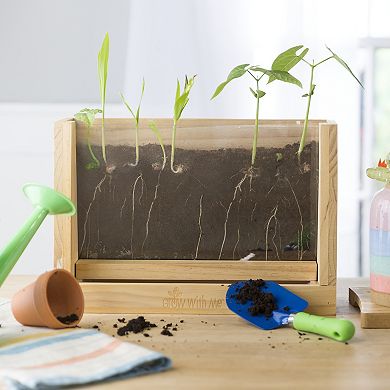HearthSong Grow With Me Wood and Acrylic Root Viewer with Gardening Journal for Kids