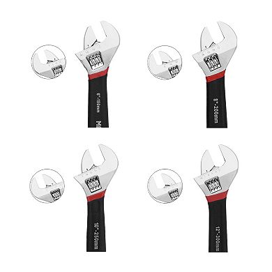 MAXPOWER Adjustable Wrench Set (6in, 8in, 10in, 12in), Double Dipped, 4PCS