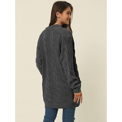 Open Knit Sweater Girls' Open Front Cardigan Long Sleeve Waffle
