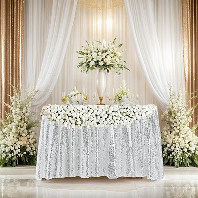 Polyester Sequin Dining Room Parties Dances Round Tablecloth 1 Pc, 71" X 71"