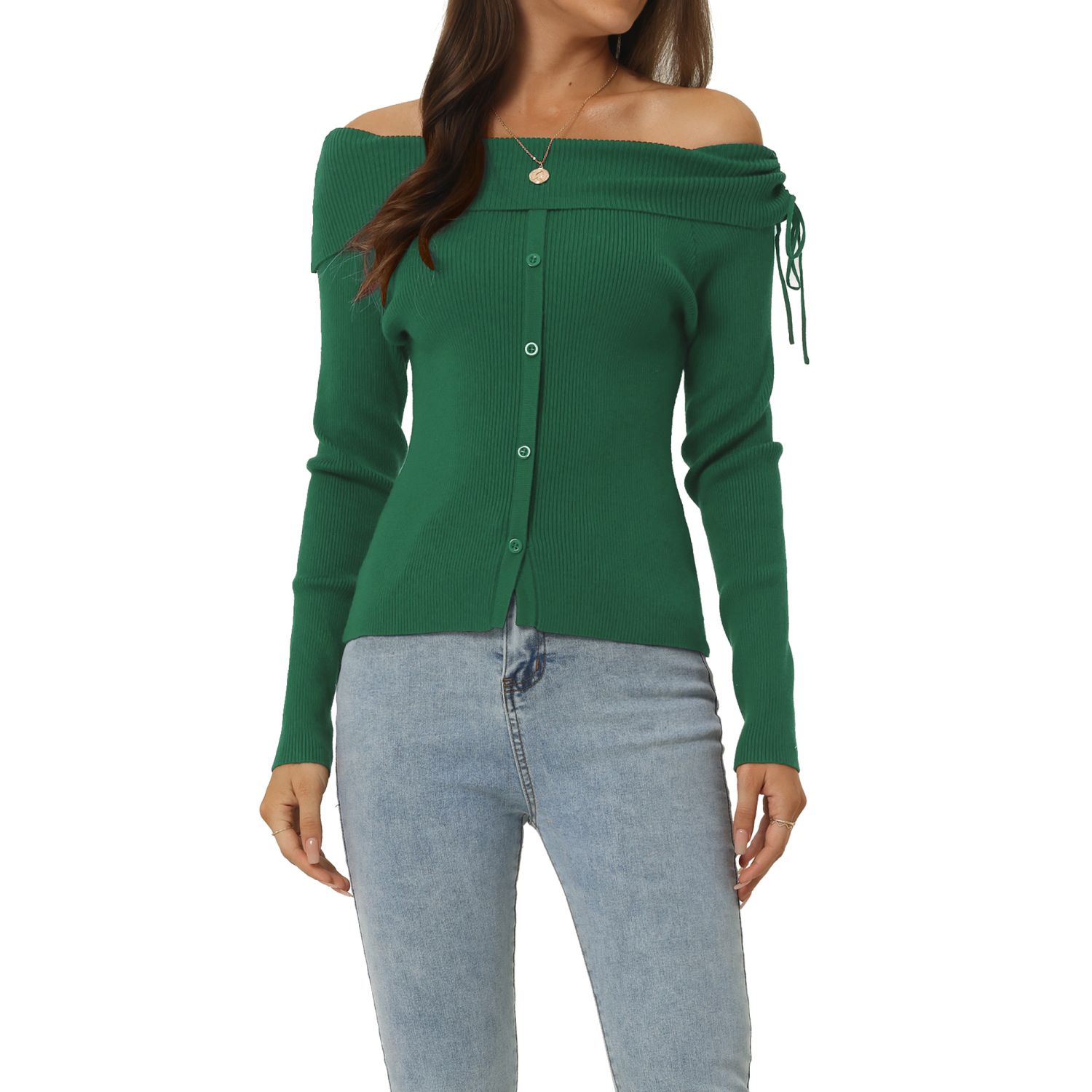 ZESICA Women's 2 Piece Sweatsuit Set - Long Sleeve Cropped Knit Top & Shorts, Casual Loungewear - View #3