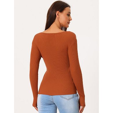 Womens' Fall Winter V Neck Wrap Long Sleeve Casual Sweater Blouse