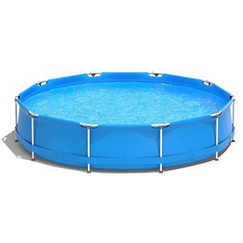 Above Ground Swimming Pool with Iron Frame and Pool Cover for Backyard Use