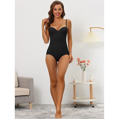Women's Adjustable Straps Leotard Jumpsuit Tummy Control Bodysuit Shapewear With Bra
