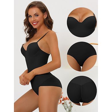 Women's Adjustable Straps Leotard Jumpsuit Tummy Control Bodysuit Shapewear With Bra