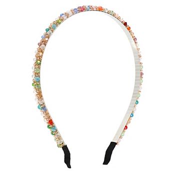 1 pc 2 Rows Rhinestone Headband Hairband for Women Multicolor 0.31 Inch Wide