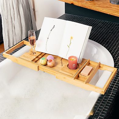 Bath Tray with Phone, Tablet, and Wine Holders
