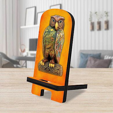 The Owl Cell Phone Stand Halloween Decor Wood Mobile Holder Organizer