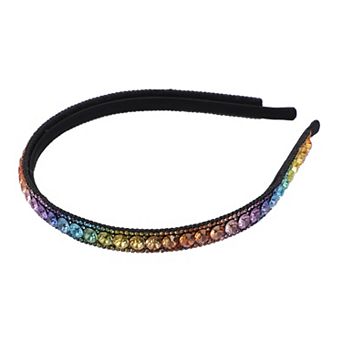 Rhinestone Headband Bling Padded Hairband Sparkle Multicolor 0.47 Inch Wide