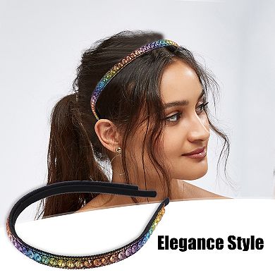 Rhinestone Headband Bling Padded Hairband Sparkle Multicolor 0.47 Inch Wide