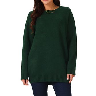 Womens' Round Neck Long Sleeve Casual Sweater With Pockets