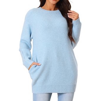 Womens' Round Neck Long Sleeve Casual Sweater With Pockets