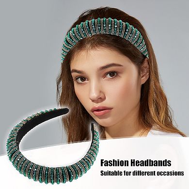 Crystal Headband Rhinestone Hairband for Women 1.2 Inch Wide
