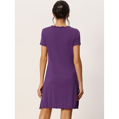 Women's Sleepshirt Short Sleeve Ruffle Nightgown Loungewear Nightshirts
