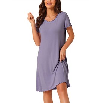 Women's Sleepshirt Short Sleeve Ruffle Nightgown Loungewear Nightshirts