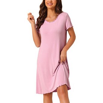 Women's Sleepshirt Short Sleeve Ruffle Nightgown Loungewear Nightshirts