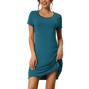 Women's Sleepshirt Short Sleeve Ruffle Nightgown Loungewear Nightshirts