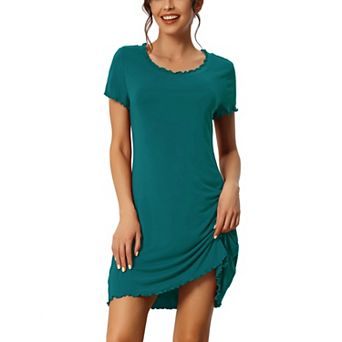 Women's Sleepshirt Short Sleeve Ruffle Nightgown Loungewear Nightshirts