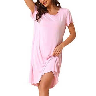 Women's Sleepshirt Short Sleeve Ruffle Nightgown Loungewear Nightshirts