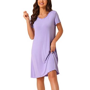 Women's Sleepshirt Short Sleeve Ruffle Nightgown Loungewear Nightshirts