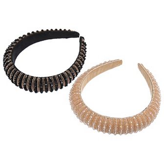 2 pc Women Rhinestone Headband Bejewelled Hairband for Girl Ladies