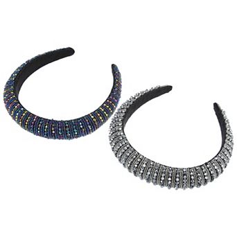2 pc Women Rhinestone Headband Bejewelled Hairband for Girl Ladies