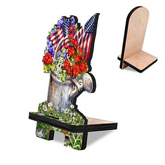 American Freedom Cell Phone Stand Wood Mobile Holder Organizer