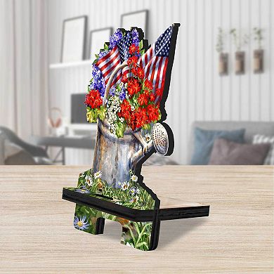 American Freedom Cell Phone Stand Wood Mobile Holder Organizer