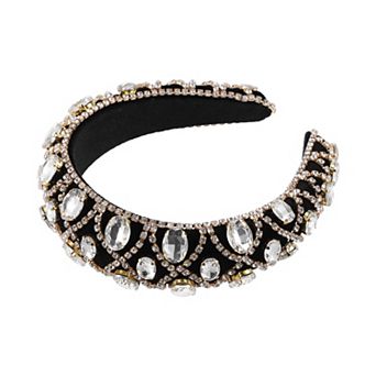 Padded Headband Bling Rhinestone Hairband for Women 1.57 Inch Wide