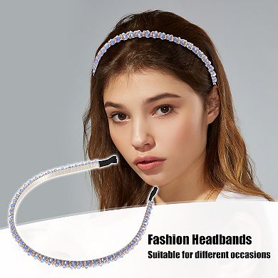 1 Pcs 2 Rows Rhinestone Headband Hairband for Women 0.31 Inch Wide