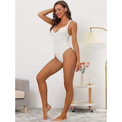 Women's Deep V Neck Tummy Control Full Leotard Jumpsuits