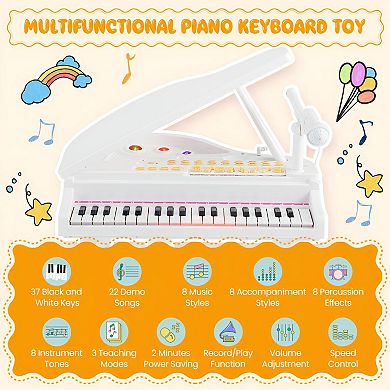 37 Keys Kids Piano Keyboard With Stool And Piano Lid