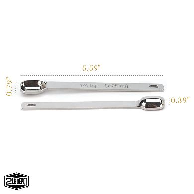Heavy Duty Stainless Steel Measuring Spoon, Long Handle Design Fits in Spice Jar