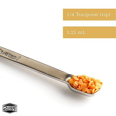 Heavy Duty Stainless Steel Measuring Spoon, Long Handle Design Fits in Spice Jar