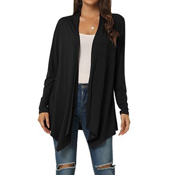 Women's Spring Fall Draped Open Front Casual Long Sleeve Lightweight Cardigan