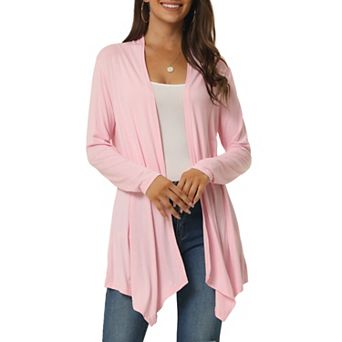Women's Spring Fall Draped Open Front Casual Long Sleeve Lightweight Cardigan