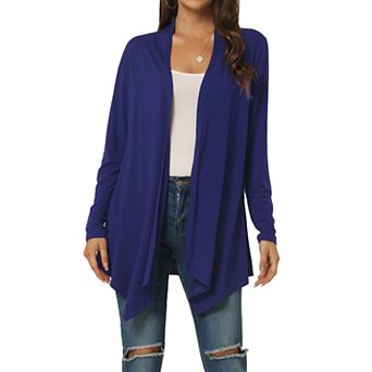 Women's Spring Fall Draped Open Front Casual Long Sleeve Lightweight Cardigan