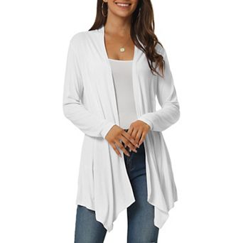 Women's Spring Fall Draped Open Front Casual Long Sleeve Lightweight Cardigan