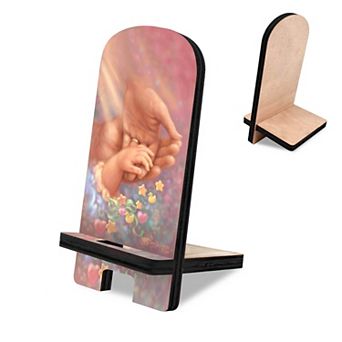 Little Miracle Cell Phone Stand Family Decor Wood Mobile Holder Organizer