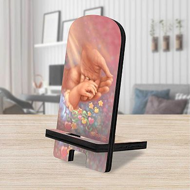Little Miracle Cell Phone Stand Family Decor Wood Mobile Holder Organizer
