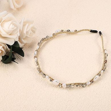 Rhinestone Vintage Wavy Headband Faux Pearl Headband
