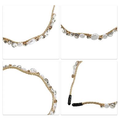 Rhinestone Vintage Wavy Headband Faux Pearl Headband