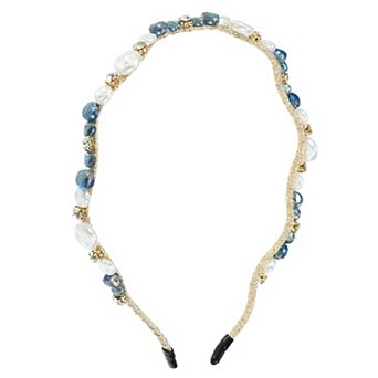 Rhinestone Vintage Wavy Headband Faux Pearl Headband