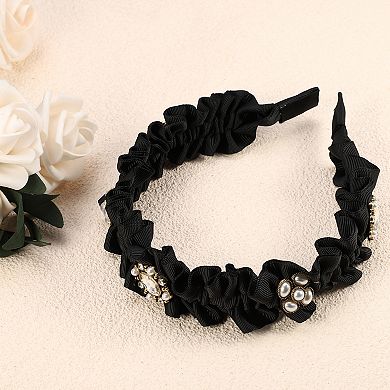 Rhinestone Pleated Headband Faux Pearl Headband