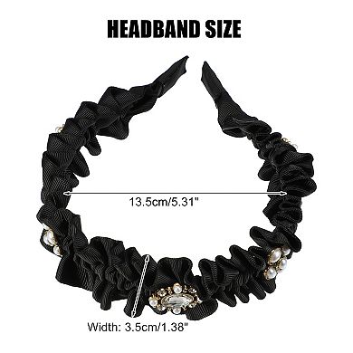 Rhinestone Pleated Headband Faux Pearl Headband