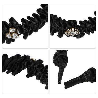 Rhinestone Pleated Headband Faux Pearl Headband