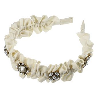 Rhinestone Pleated Headband Faux Pearl Headband
